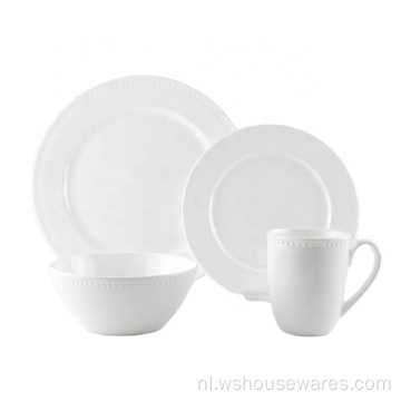 16pcs Bone Color Glazed Servies Set